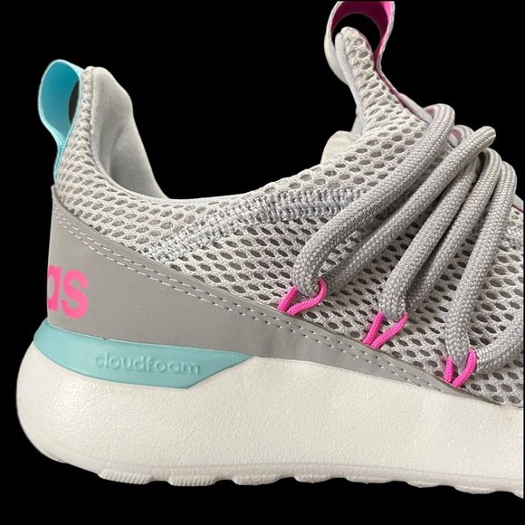 Adidas Big Girls Sneakers Size 7 Gray Pink Lightweight & Comfy Running Shoes - Picture 9 of 15